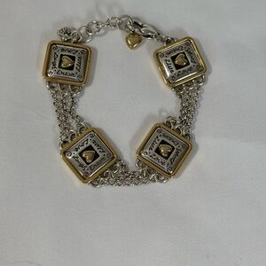 Brighton Vintage Gold Plate and Silver Plate “Live Love Laugh Dream”  Bracelet